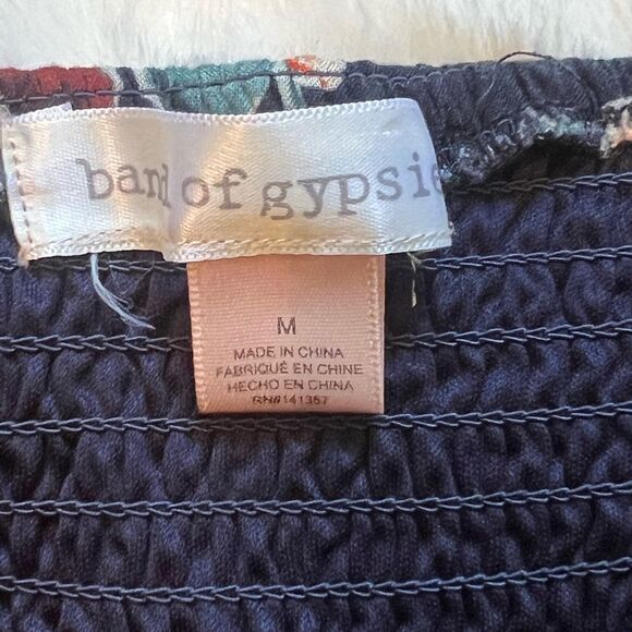 Boho Navy Smocked Jumpsuit by Band of Gypsies Sz Medium Juniors - Picture 5 of 11